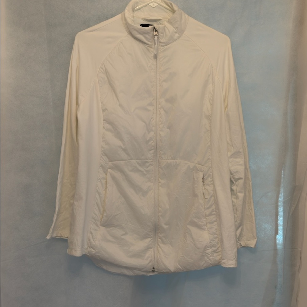 Kyodan Outdoor Jacket Womens Large White Nylon Full Zip Lightweight Activewear